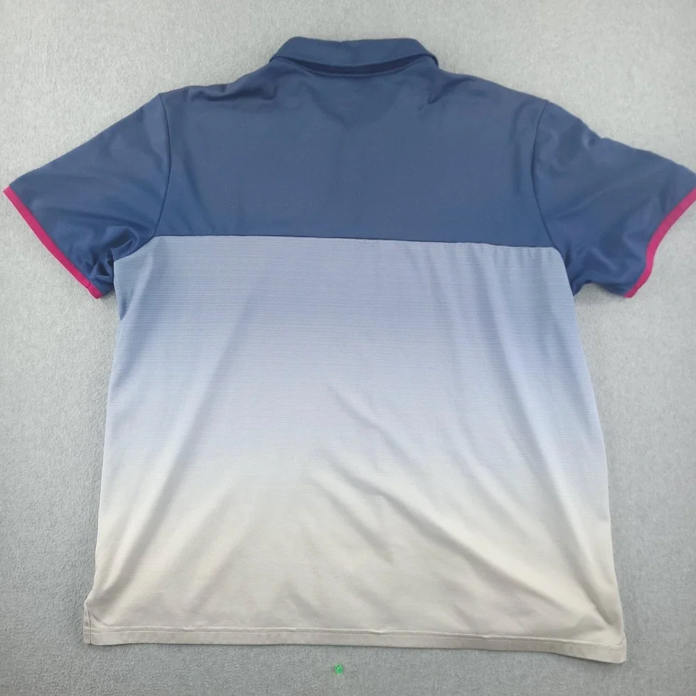 Adidas Golf Polo Shirt Mens 2XL‎ Blue Ombre Stripe Champions Run Climacool Golf